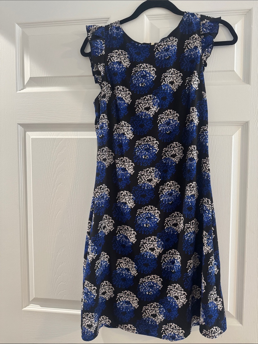 Tommy Hilfiger Black Floral-Print Midi Dress with Blue Accents